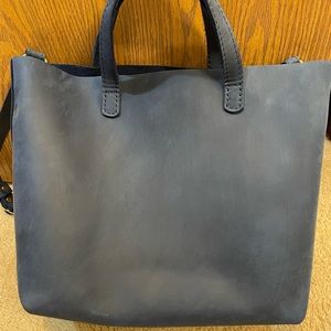 Portland Leather goods Premium Deep Water medium crossbody tote.